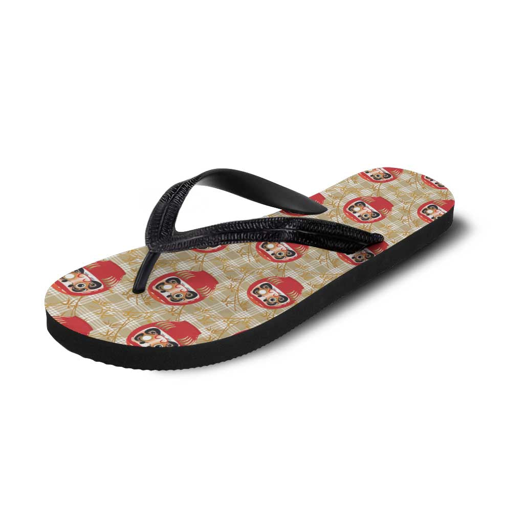 Japanese Daruma Doll Flip Flops Palaka With Seamless Bamboo Pattern LT14 - Polynesian Pride