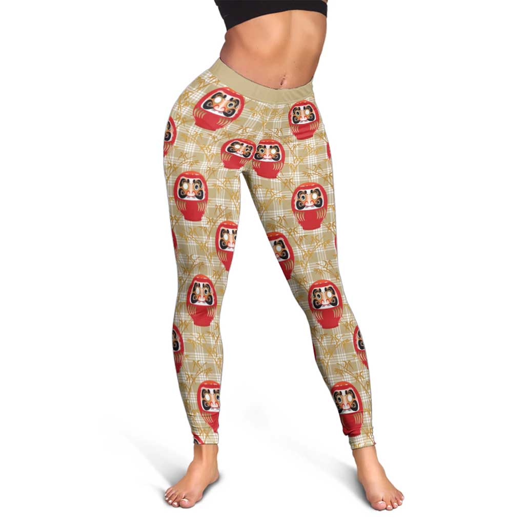 Japanese Daruma Doll Leggings Palaka With Seamless Bamboo Pattern LT14 - Polynesian Pride