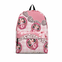 Japanese Daruma Doll Palaka Backpack Cherry Blossoms With Shell Lei LT14 Pink - Polynesian Pride