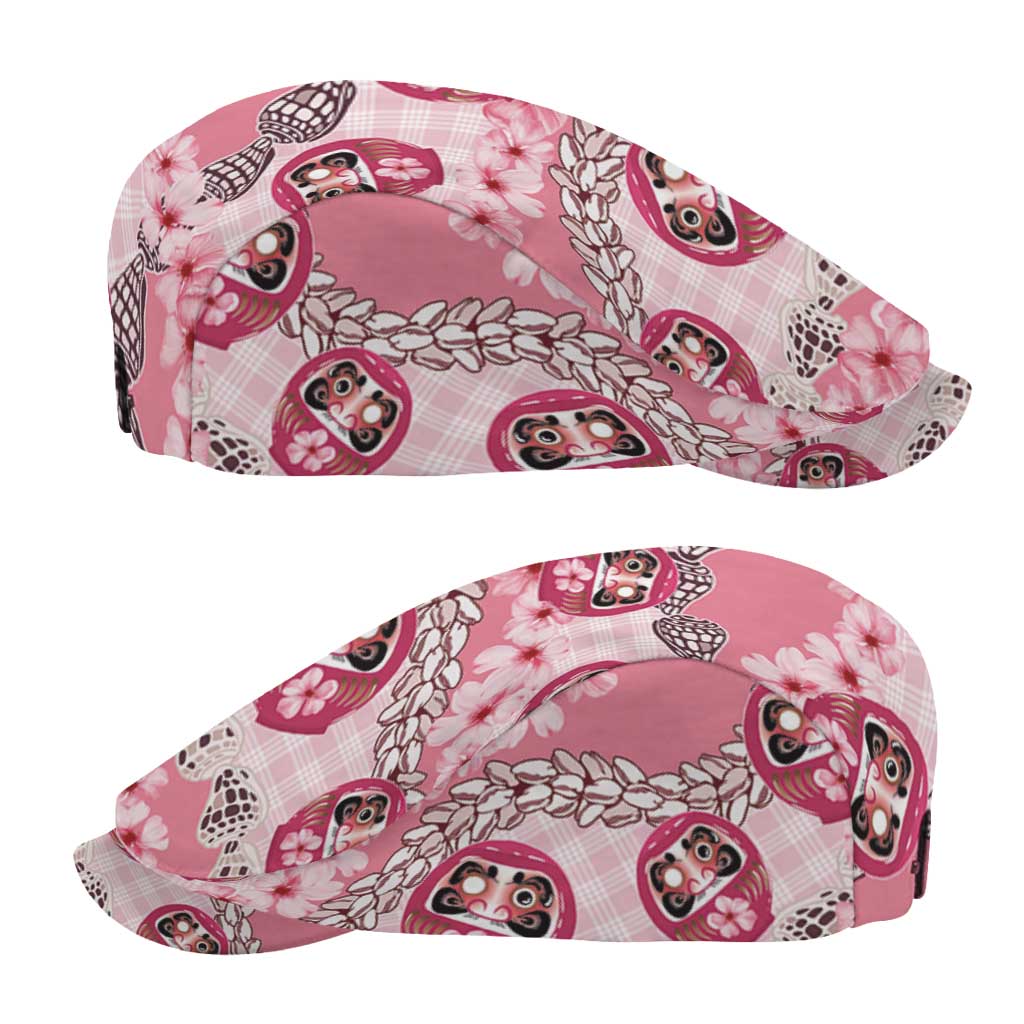 Japanese Daruma Doll Palaka Jeff Hat Cherry Blossoms With Shell Lei LT14 - Polynesian Pride