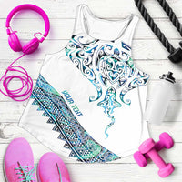 Kahui Whetu Paua Shell Kowhaiwhai Taniko Personalised Women Racerback Tank Manta Ray Shark-Turtle Maori Tribal Style