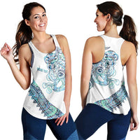Kahui Whetu Paua Shell Kowhaiwhai Taniko Personalised Women Racerback Tank Taniwha Maori Tribal Style