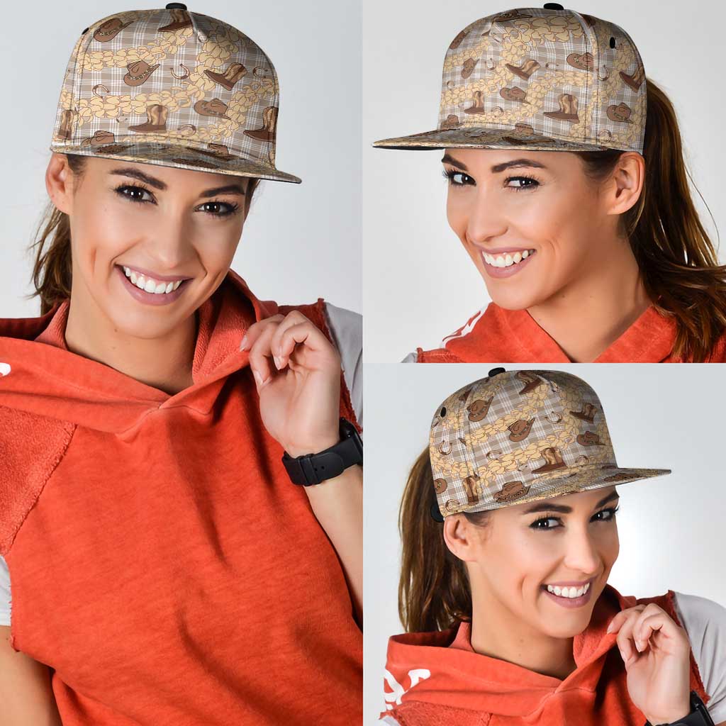 Khaki Palaka Hawaii Cowboy Snapback Cap Puakenikeni Lei Paniolo Papale Seamless Vibes - Polynesian Pride