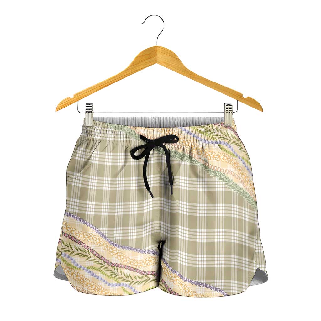 Khaki Palaka Hawaii Leis Elegant Vibes Shorts for Women