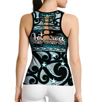 Kia Ora New Zealand Hollow Tank Top Aotearoa Proud Maori Paua Shell Silver Fern - Polynesian Pride