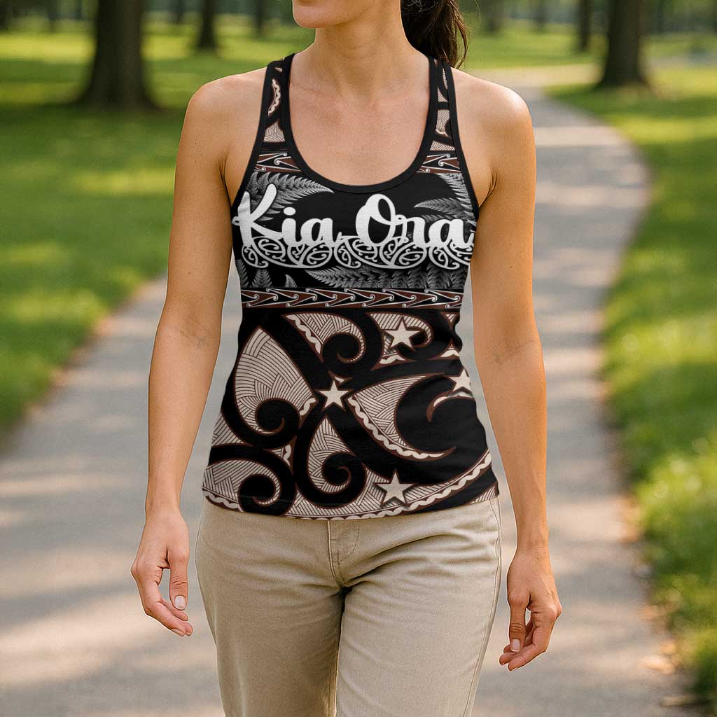 Kia Ora New Zealand Hollow Tank Top Aotearoa Proud Maori With Silver Fern - Polynesian Pride
