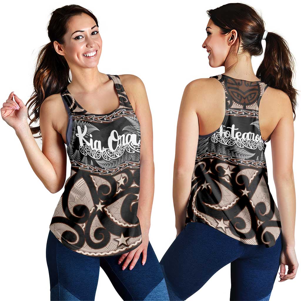 Kia Ora New Zealand Women Racerback Tank Aotearoa Proud Maori With Silver Fern - Polynesian Pride