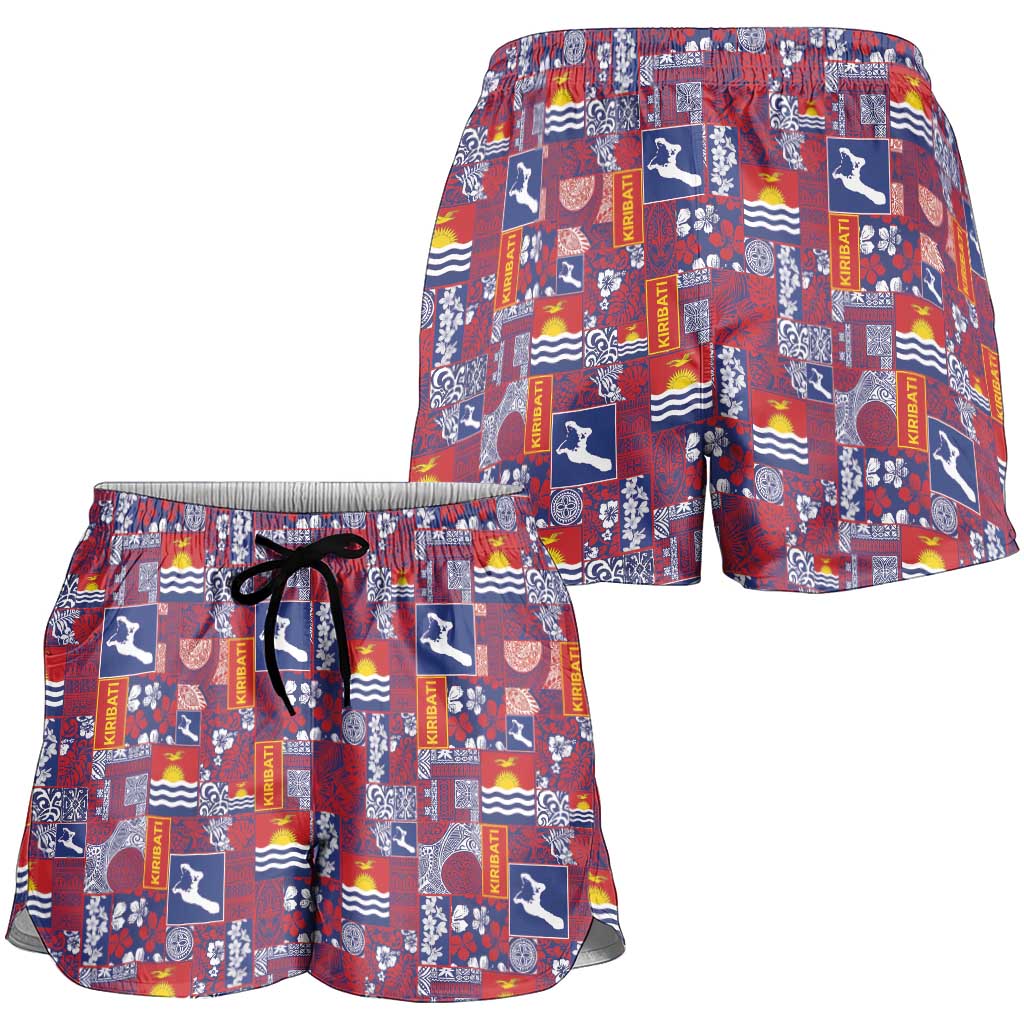 Kiribati Tekeraoi n te Kiritimati Shorts for Women Pacific Patchwork Xmas Vibes - Polynesian Pride