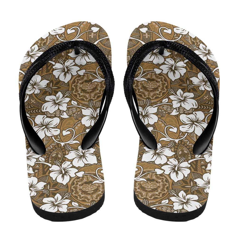 Kuvui Bula Fiji Flip Flops Fijian Tapa Seamless Hibiscus - Polynesian Pride