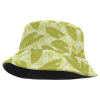 Lime Green Hawaii Kalo Palaka Motifs Bucket Hat Hawaiian Taro Leaves Elegant Vibes