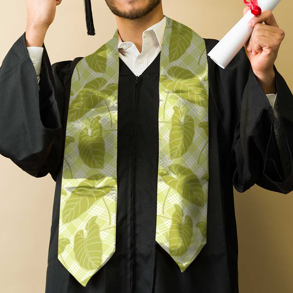 Lime Green Hawaii Kalo Palaka Motifs Graduation Stole Hawaiian Taro Leaves Elegant Vibes