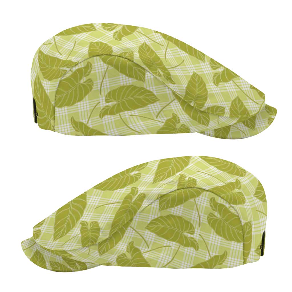 Lime Green Hawaii Kalo Palaka Motifs Jeff Hat Hawaiian Taro Leaves Elegant Vibes