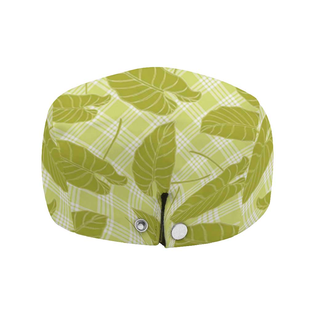 Lime Green Hawaii Kalo Palaka Motifs Jeff Hat Hawaiian Taro Leaves Elegant Vibes