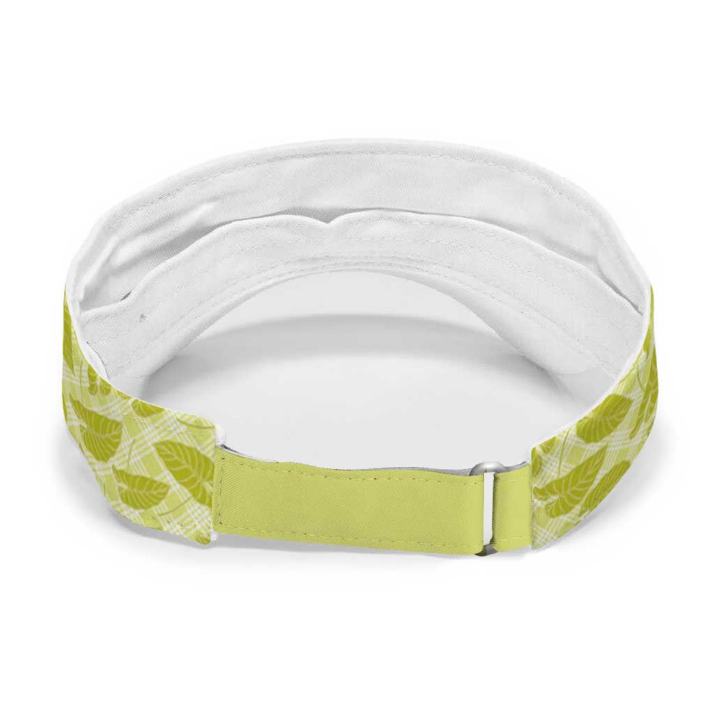 Lime Green Hawaii Kalo Palaka Motifs Sun Visor Cap Hawaiian Taro Leaves Elegant Vibes