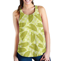Lime Green Hawaii Kalo Palaka Motifs Women Racerback Tank Hawaiian Taro Leaves Elegant Vibes LT14 - Polynesian Pride