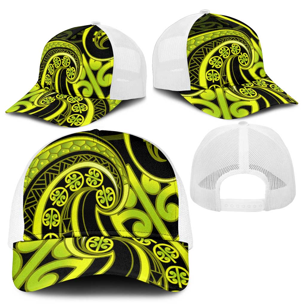 Lime Green New Zealand Mangopare Baseball Net Cap Aotearoa Maori Koru Style - Polynesian Pride
