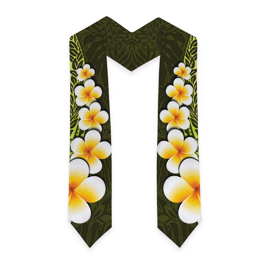 Lime Green Polynesia Graduation Stole Plumeria Tropical Leaves With Galaxy Polynesian Art