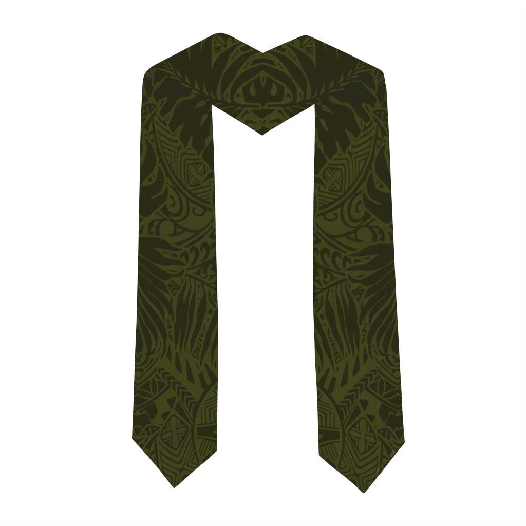 Lime Green Polynesia Graduation Stole Plumeria Tropical Leaves With Galaxy Polynesian Art