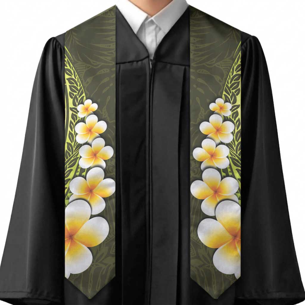 Lime Green Polynesia Graduation Stole Plumeria Tropical Leaves With Galaxy Polynesian Art