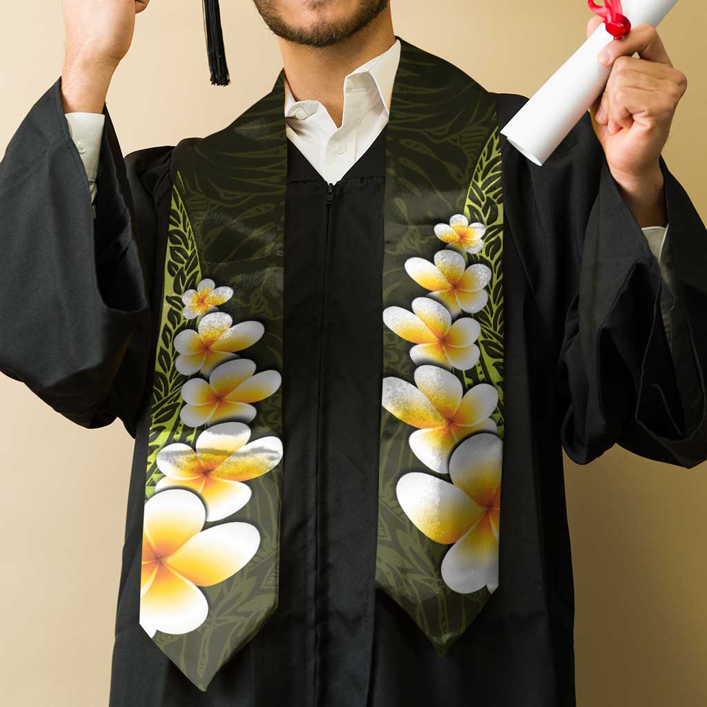 Lime Green Polynesia Graduation Stole Plumeria Tropical Leaves With Galaxy Polynesian Art
