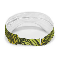Lime Green Polynesia Sun Visor Cap Plumeria Tropical Leaves With Galaxy Polynesian Art