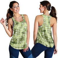 Lime Palaka Hawaii Cowboy Women Racerback Tank Puakenikeni Lei Paniolo Papale Seamless Vibes - Polynesian Pride