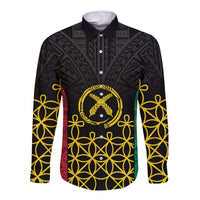 Vanuatu Indipendens Dei Long Sleeve Button Shirt Tribal Sand Drawing - Ver02 LT7