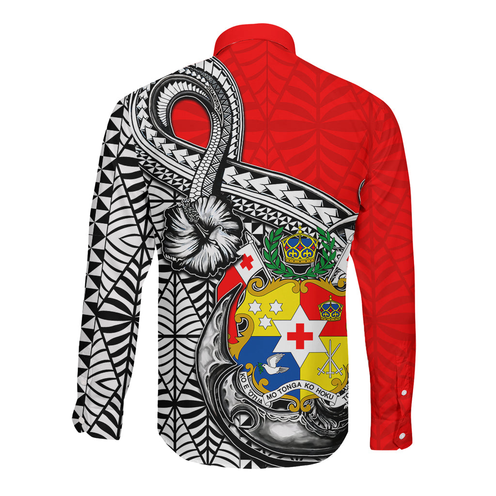 Tonga Hook Tattoo Matching Dress and Long Sleeve Button Shirt White LT05