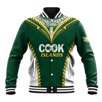 Custom Rugby League Cook Islands Baseball Jacket Tribal Pattern Green Version LT01 Unisex Green - Polynesian Pride