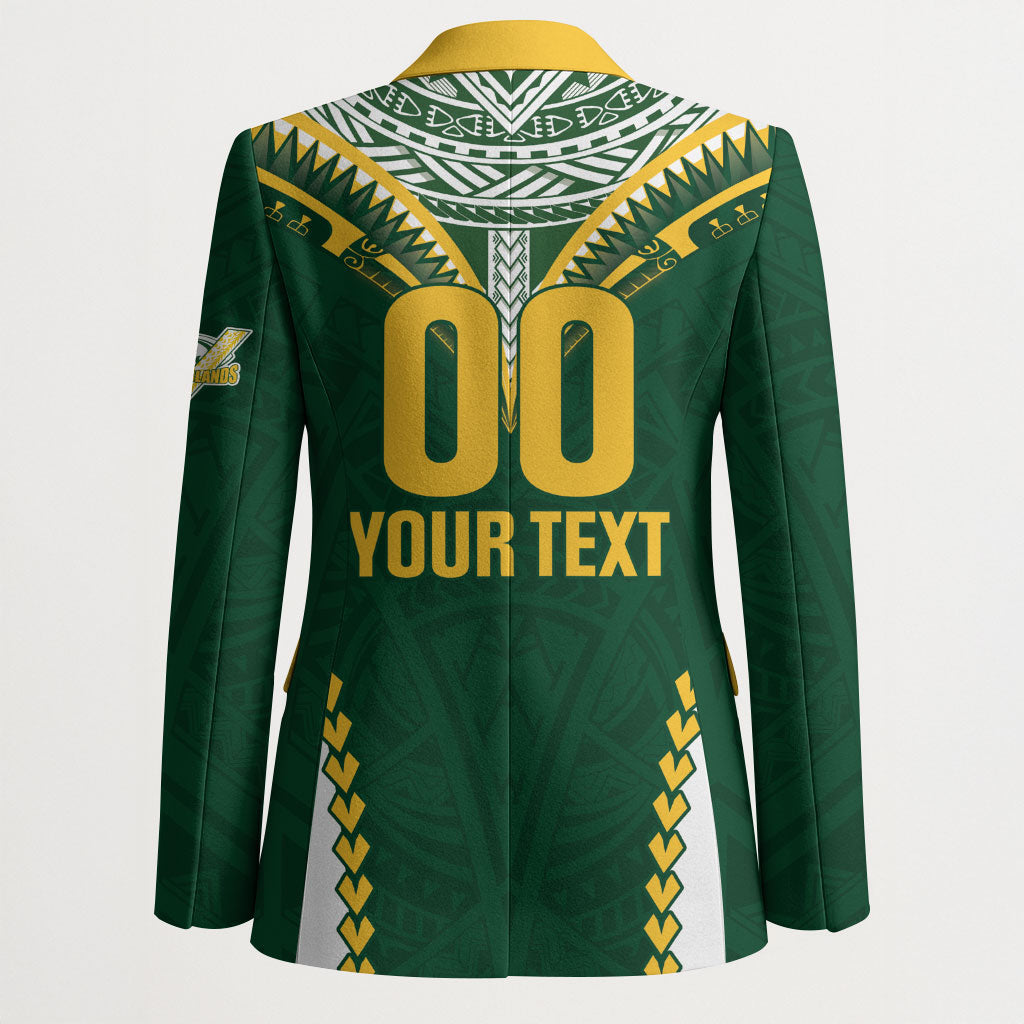 Custom Rugby League Cook Islands Blazer Tribal Pattern Green Version LT01 - Polynesian Pride