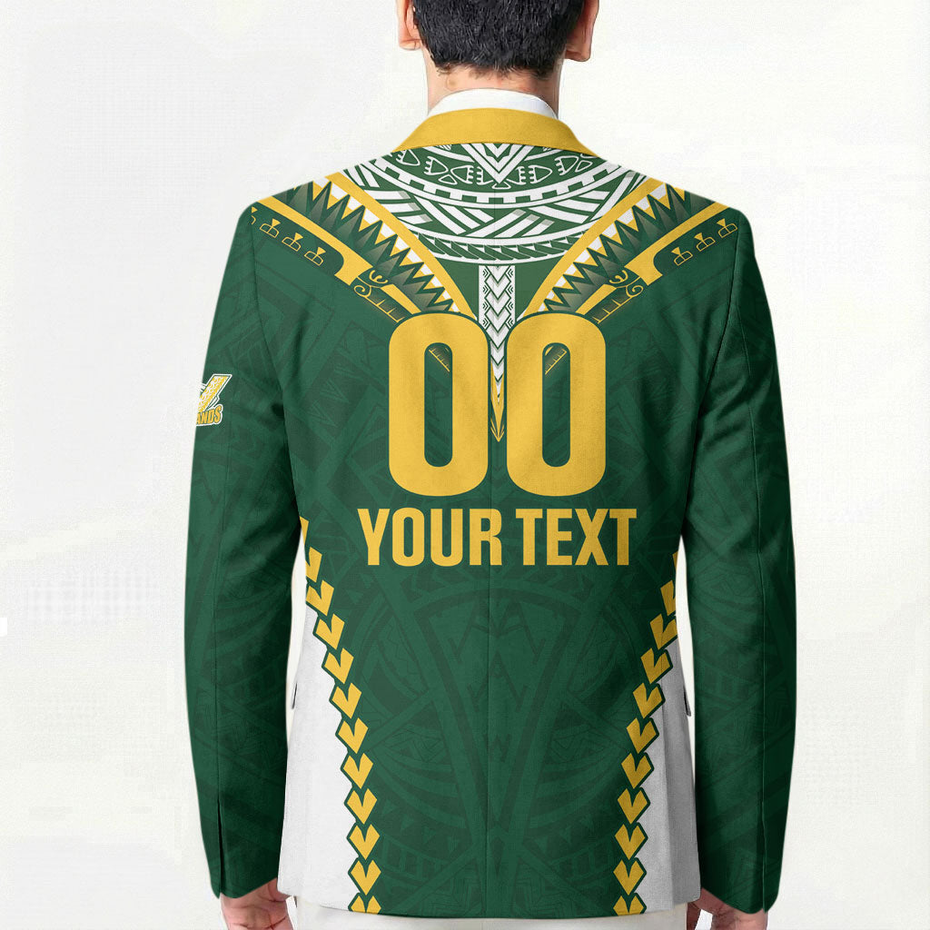 Custom Rugby League Cook Islands Blazer Tribal Pattern Green Version LT01 - Polynesian Pride