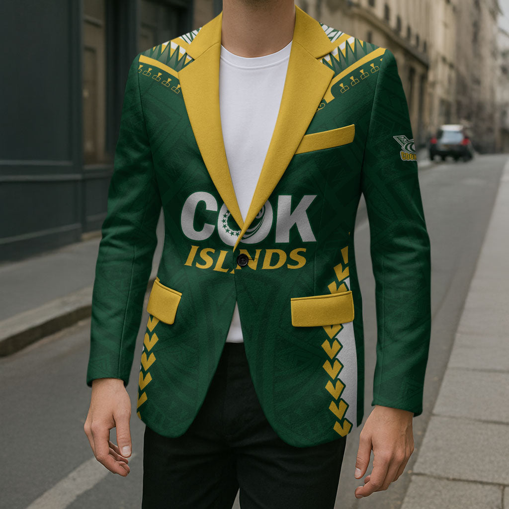 Custom Rugby League Cook Islands Blazer Tribal Pattern Green Version LT01 - Polynesian Pride