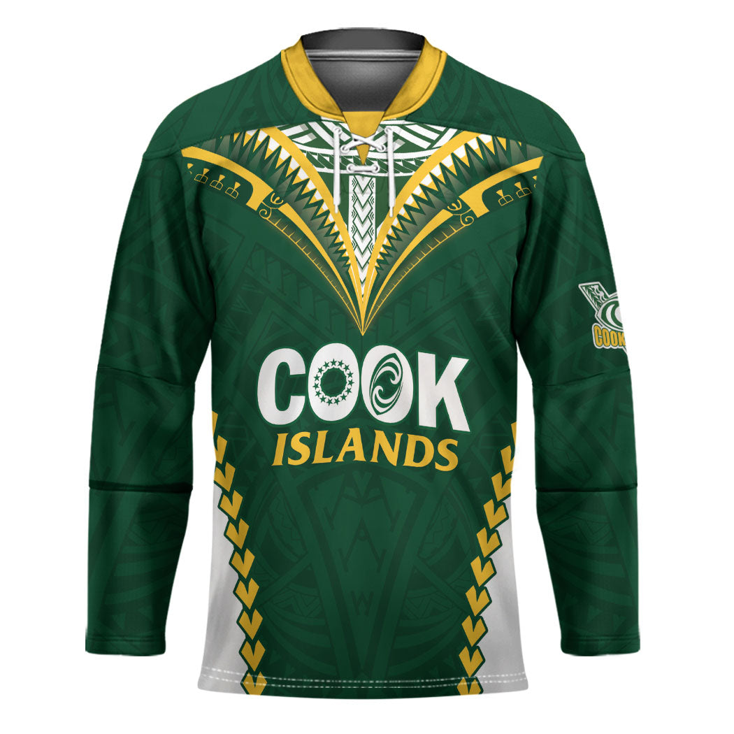 Custom Rugby League Cook Islands Hockey Jersey Tribal Pattern Green Version LT01 Unisex Green - Polynesian Pride