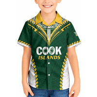 Custom Rugby League Cook Islands Kid Hawaiian Shirt Tribal Pattern Green Version LT01 Kid Green - Polynesian Pride