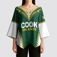 Custom Rugby League Cook Islands Kimono Sleeve Blouse Tribal Pattern Green Version LT01 - Polynesian Pride