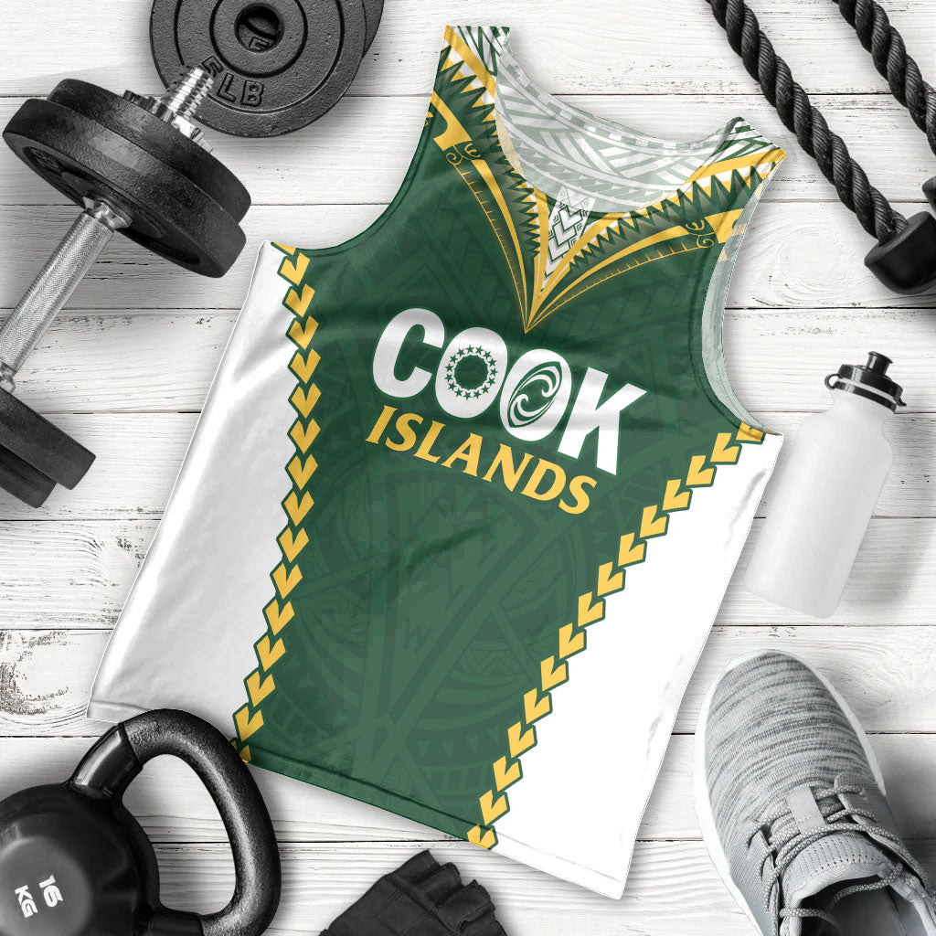 Custom Rugby League Cook Islands Men Tank Top Tribal Pattern Green Version LT01 - Polynesian Pride