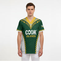 Custom Rugby League Cook Islands Scrub Top Tribal Pattern Green Version LT01 - Polynesian Pride