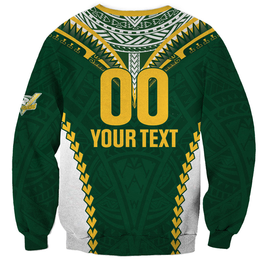 Custom Rugby League Cook Islands Sweatshirt Tribal Pattern Green Version LT01 - Polynesian Pride