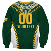 Custom Rugby League Cook Islands Sweatshirt Tribal Pattern Green Version LT01 - Polynesian Pride