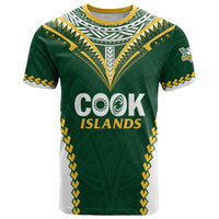 Custom Rugby League Cook Islands T Shirt Tribal Pattern Green Version LT01 Green - Polynesian Pride
