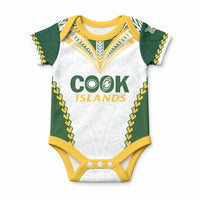 Custom Rugby League Cook Islands Baby Onesie Tribal Pattern White Version LT01 White - Polynesian Pride