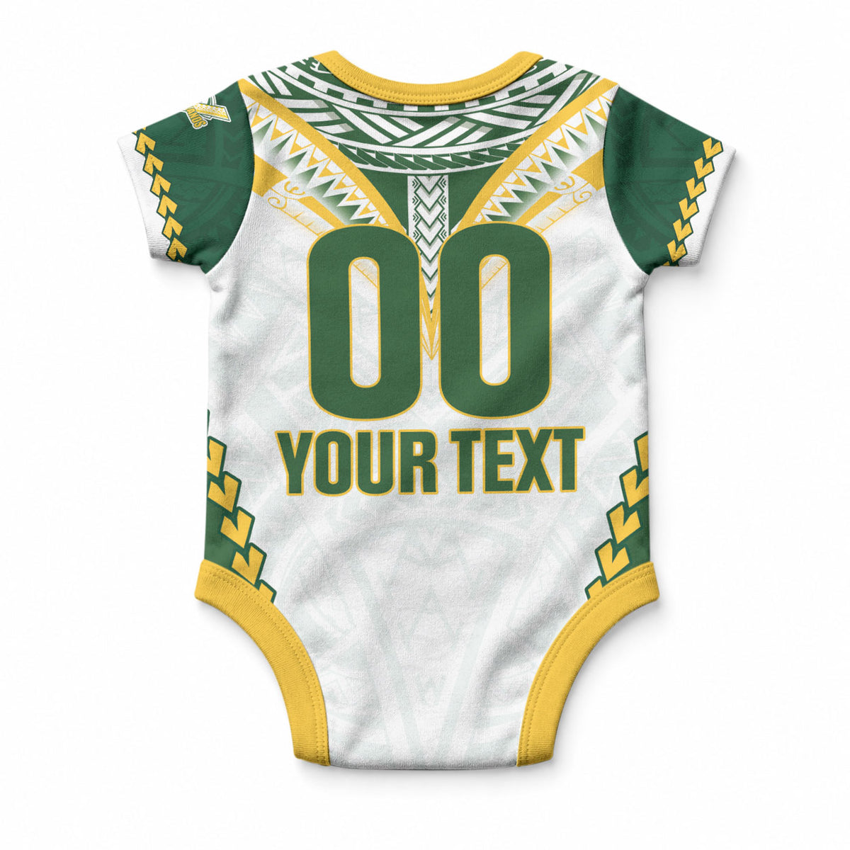 Custom Rugby League Cook Islands Baby Onesie Tribal Pattern White Version LT01 - Polynesian Pride
