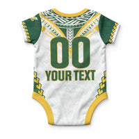 Custom Rugby League Cook Islands Baby Onesie Tribal Pattern White Version LT01 - Polynesian Pride