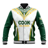 Custom Rugby League Cook Islands Baseball Jacket Tribal Pattern White Version LT01 Unisex White - Polynesian Pride