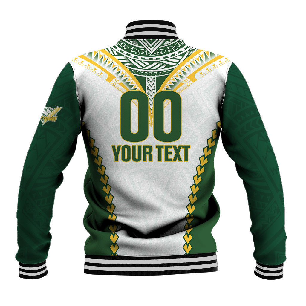 Custom Rugby League Cook Islands Baseball Jacket Tribal Pattern White Version LT01 - Polynesian Pride