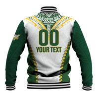 Custom Rugby League Cook Islands Baseball Jacket Tribal Pattern White Version LT01 - Polynesian Pride