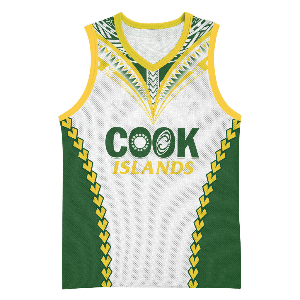 Custom Rugby League Cook Islands Basketball Jersey Tribal Pattern White Version LT01 Unisex White - Polynesian Pride