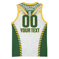 Custom Rugby League Cook Islands Basketball Jersey Tribal Pattern White Version LT01 - Polynesian Pride