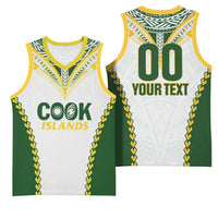 Custom Rugby League Cook Islands Basketball Jersey Tribal Pattern White Version LT01 - Polynesian Pride
