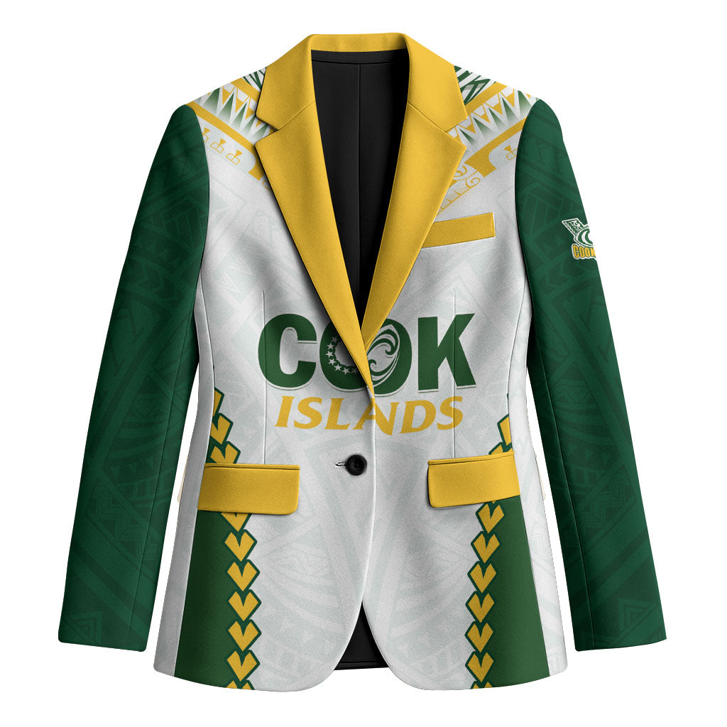 Custom Rugby League Cook Islands Blazer Tribal Pattern White Version LT01 Unisex White - Polynesian Pride